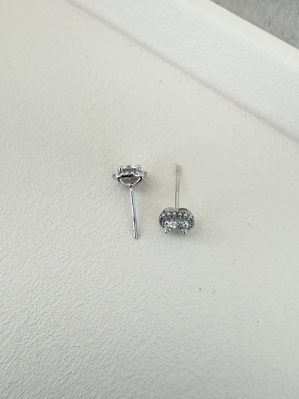 S925 Moissanite Square Halo Diamond Studs - Picture 5 of 6